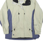 COLUMBIA Womens Beige & Blue Waterproof Zip Jacket M Polyester Blend Outdoor