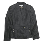 ZARA Womens Black Button Synthetic Jacket M Synthetic Tailored Plain Button