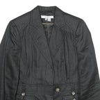 ZARA Womens Black Button Synthetic Jacket M Synthetic Tailored Plain Button