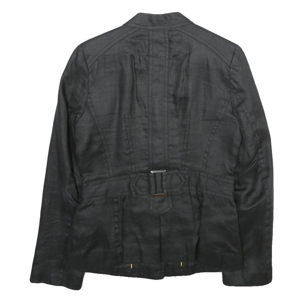 ZARA Womens Black Button Synthetic Jacket M Synthetic Tailored Plain Button