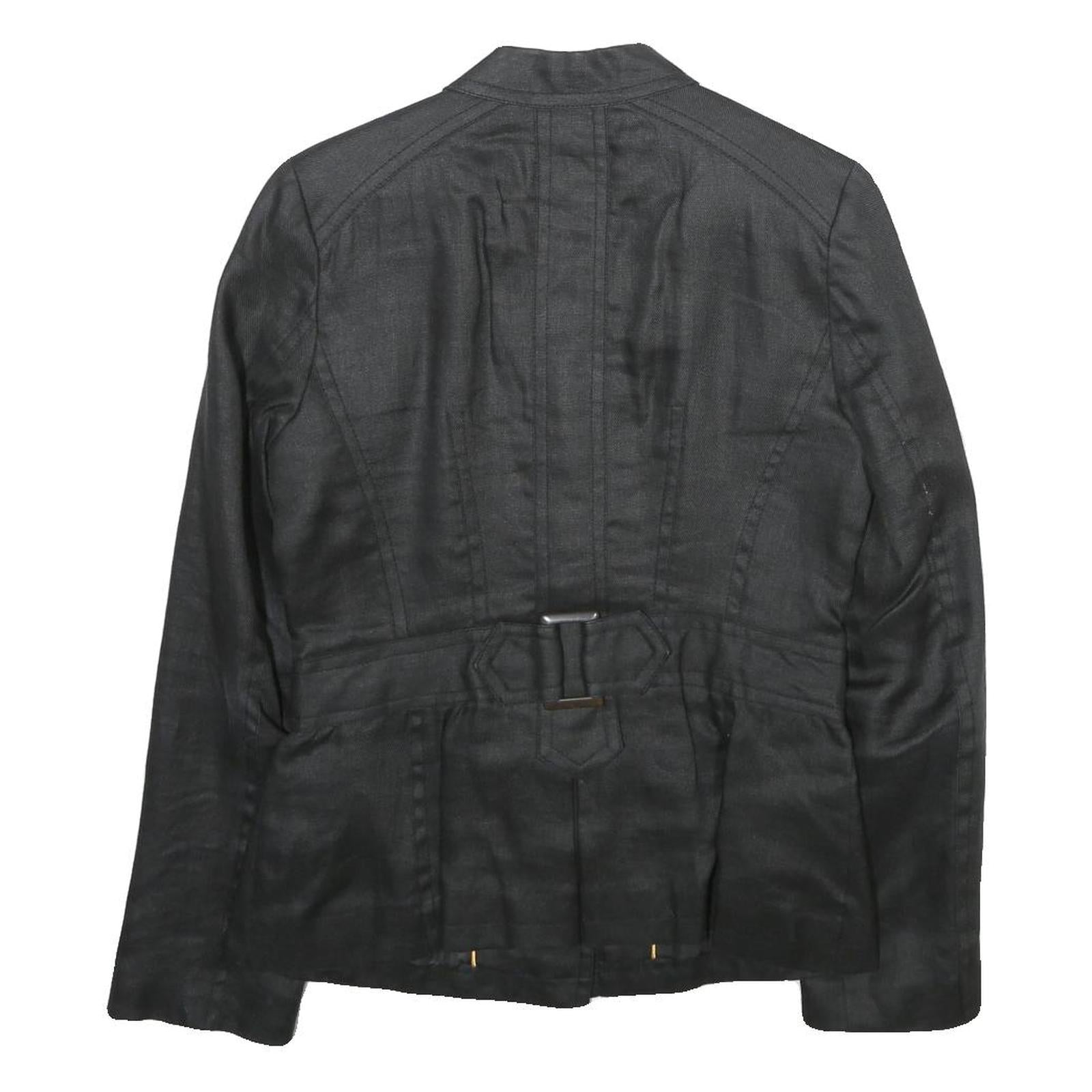 ZARA Womens Black Button Synthetic Jacket M Synthetic Tailored Plain Button