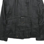 ZARA Womens Black Button Synthetic Jacket M Synthetic Tailored Plain Button