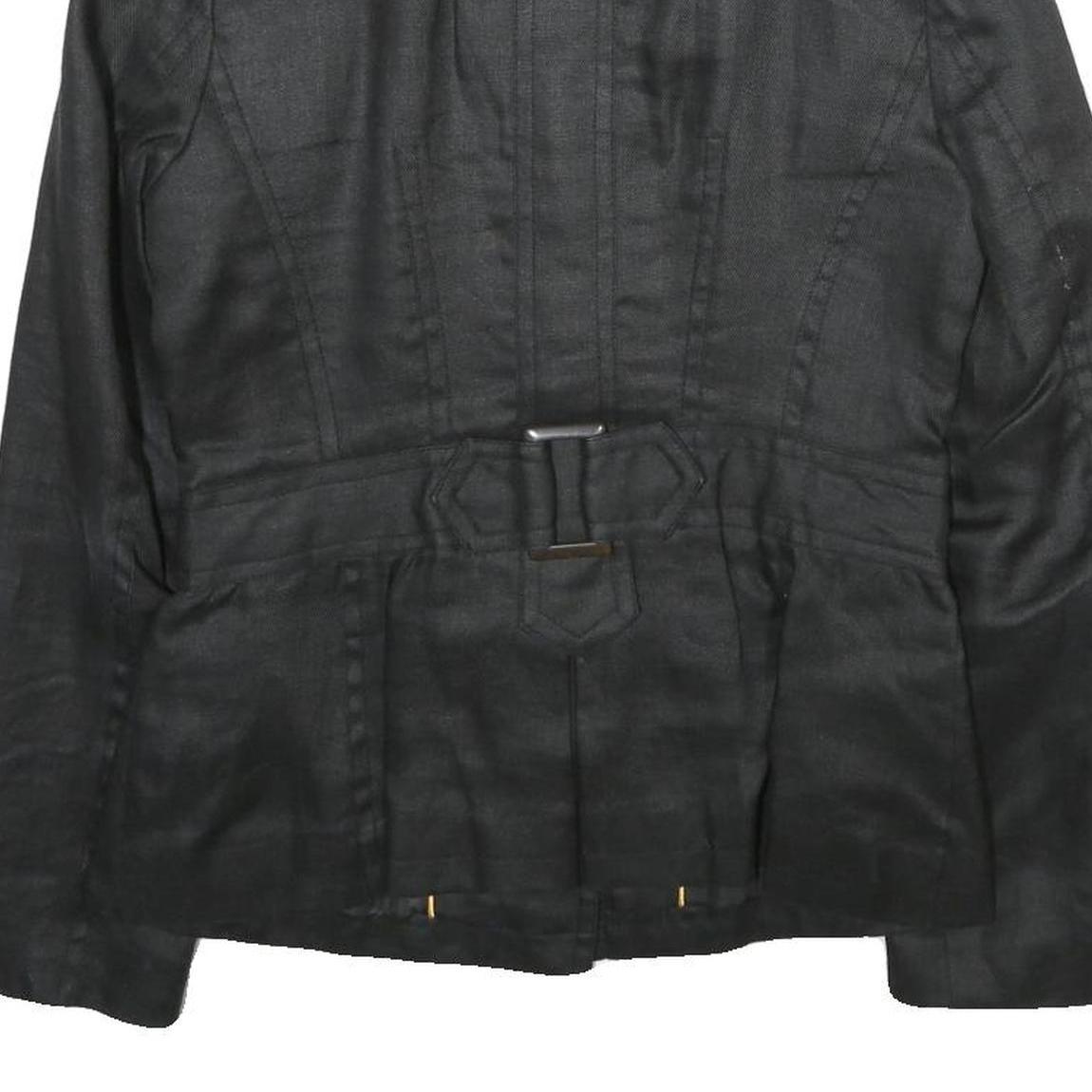 ZARA Womens Black Button Synthetic Jacket M Synthetic Tailored Plain Button