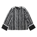WAREHOUSE Womens Black & White Printed Top Long Sleeve Round Neck UK 12 Stylish
