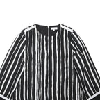 WAREHOUSE Womens Black & White Printed Top Long Sleeve Round Neck UK 12 Stylish