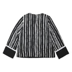 WAREHOUSE Womens Black & White Printed Top Long Sleeve Round Neck UK 12 Stylish