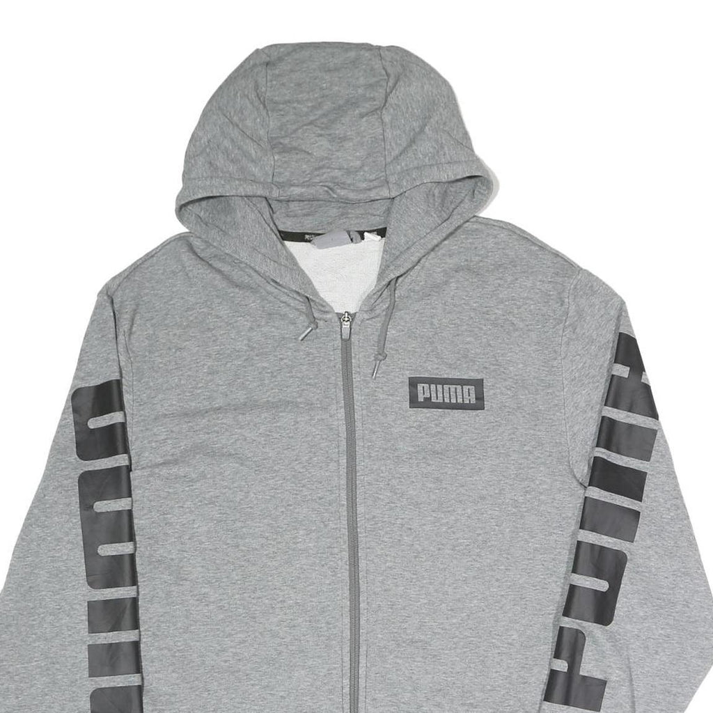 PUMA Mens Grey Zip Up Hoodie M Cotton Blend Branded Casual Hooded