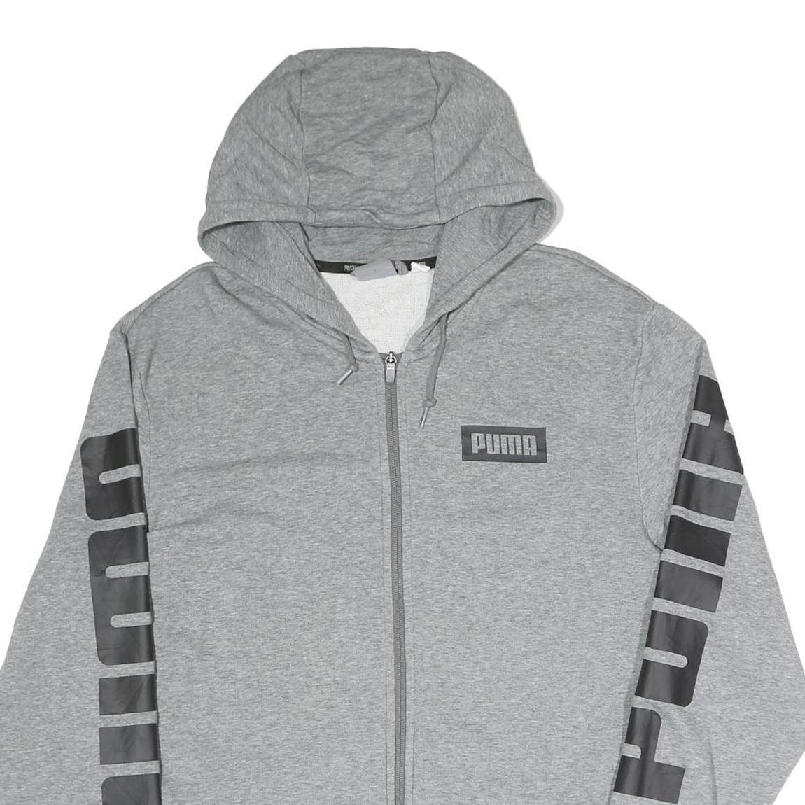 PUMA Mens Grey Zip Up Hoodie M Cotton Blend Branded Casual Hooded