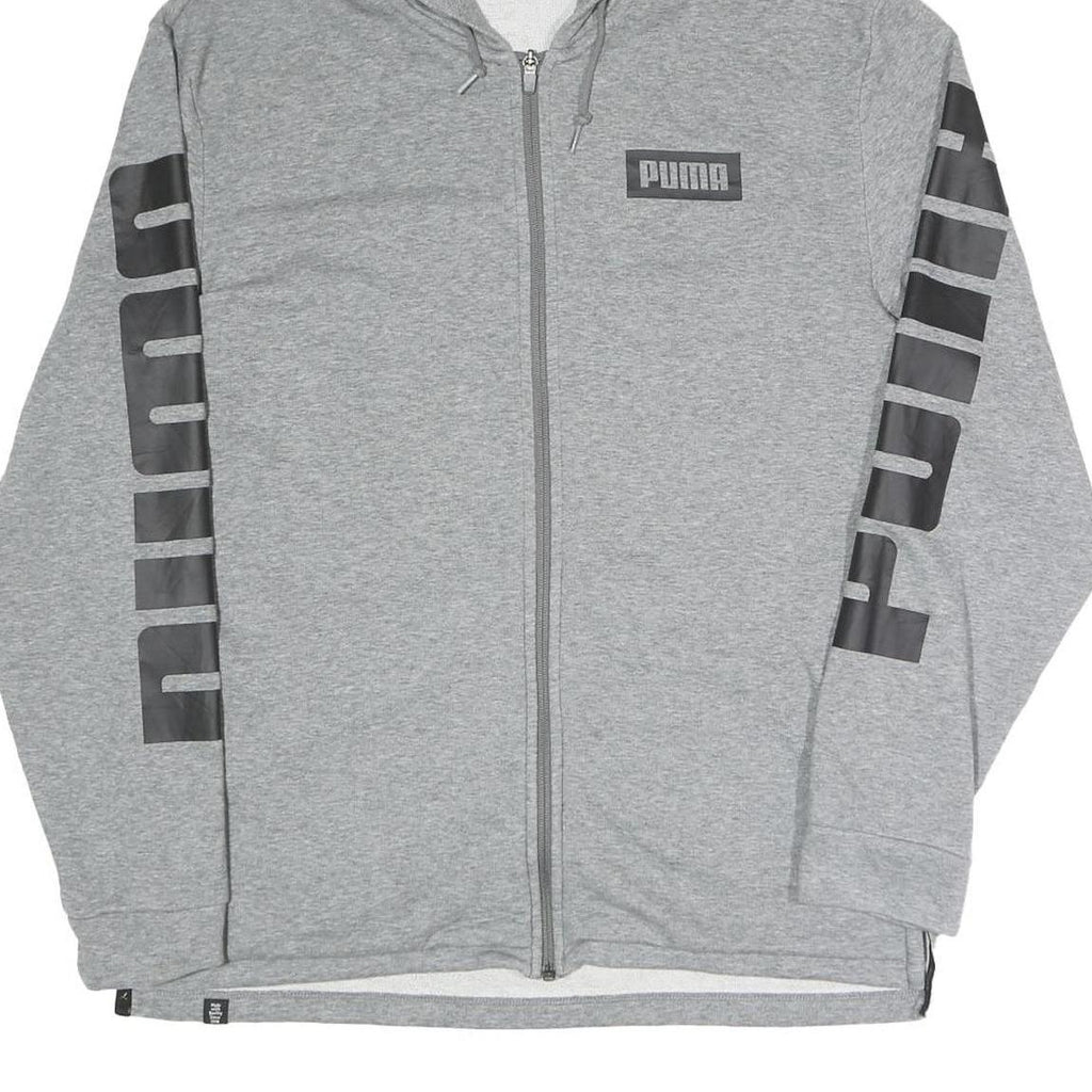 PUMA Mens Grey Zip Up Hoodie M Cotton Blend Branded Casual Hooded