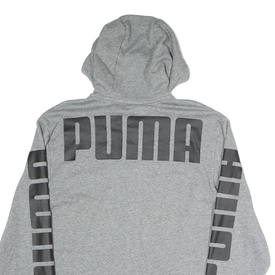 PUMA Mens Grey Zip Up Hoodie M Cotton Blend Branded Casual Hooded