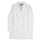 ZARA Womens White Coat S Cotton Blend Double Breasted Button Classic Elegant