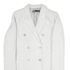 ZARA Womens White Coat S Cotton Blend Double Breasted Button Classic Elegant