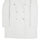 ZARA Womens White Coat S Cotton Blend Double Breasted Button Classic Elegant