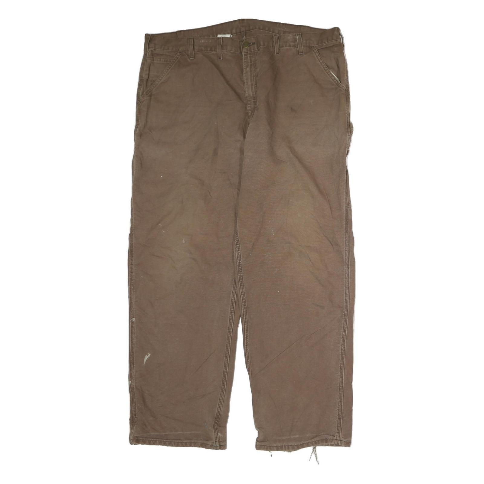 CARHARTT Mens Brown Cotton Regular Fit Straight Leg Trousers W44 L32 Workwear