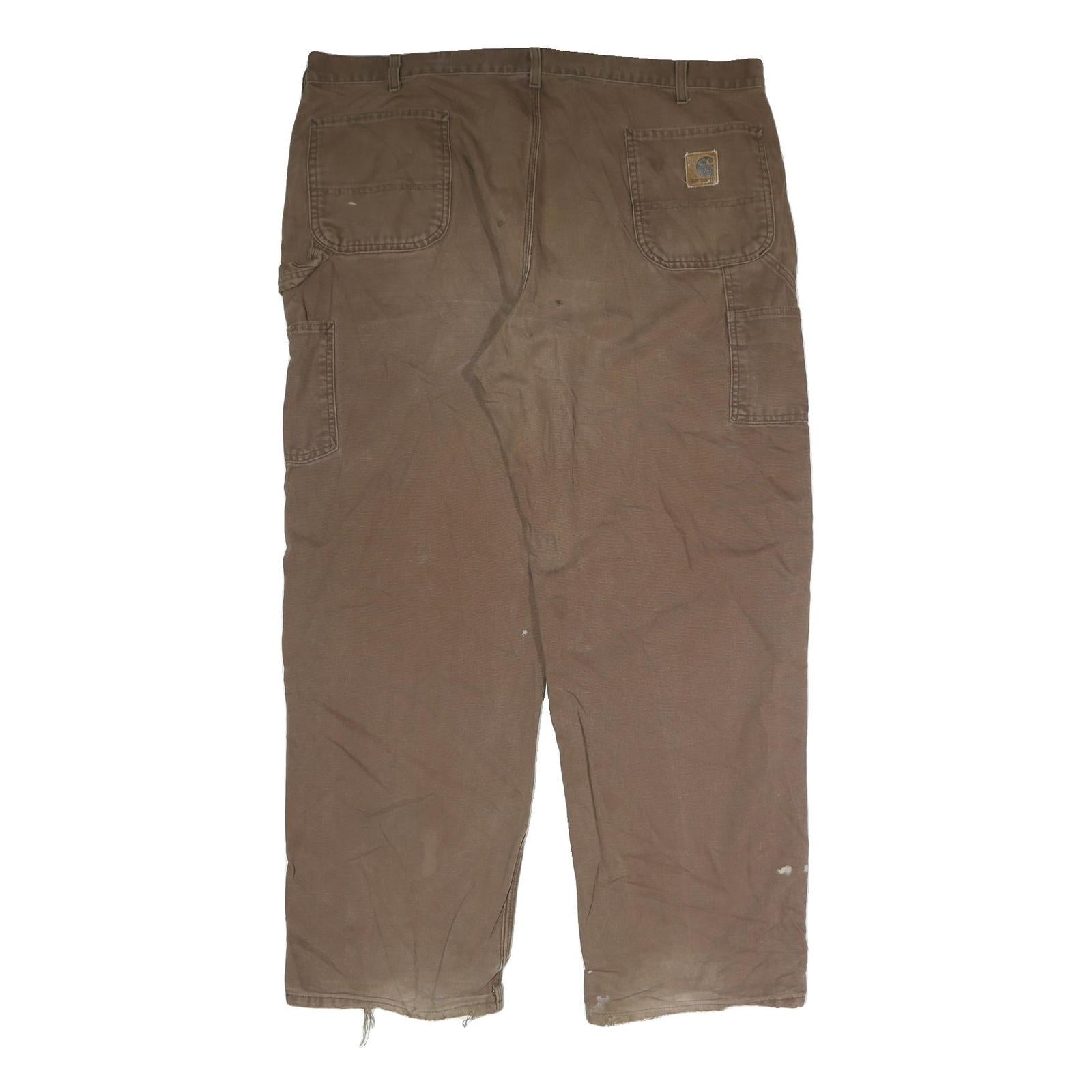 CARHARTT Mens Brown Cotton Regular Fit Straight Leg Trousers W44 L32 Workwear