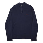 CHAPS Mens Navy Plain Cotton Pullover Half Zip Jumper L Classic Knitwear