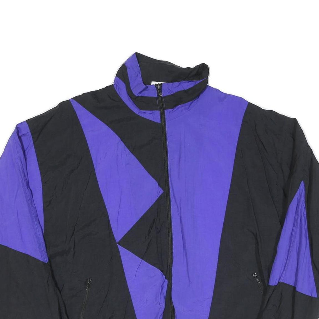 PLAYCREW Mens Black & Purple Athletic Jacket S Polyester Blend Colourblock Zip