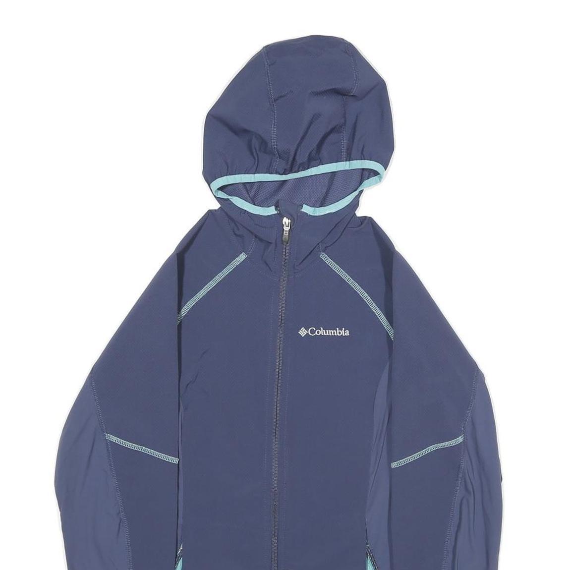 COLUMBIA Womens Blue Jacket XS Polyester Zip Hooded Plain Lightweight Outdoor