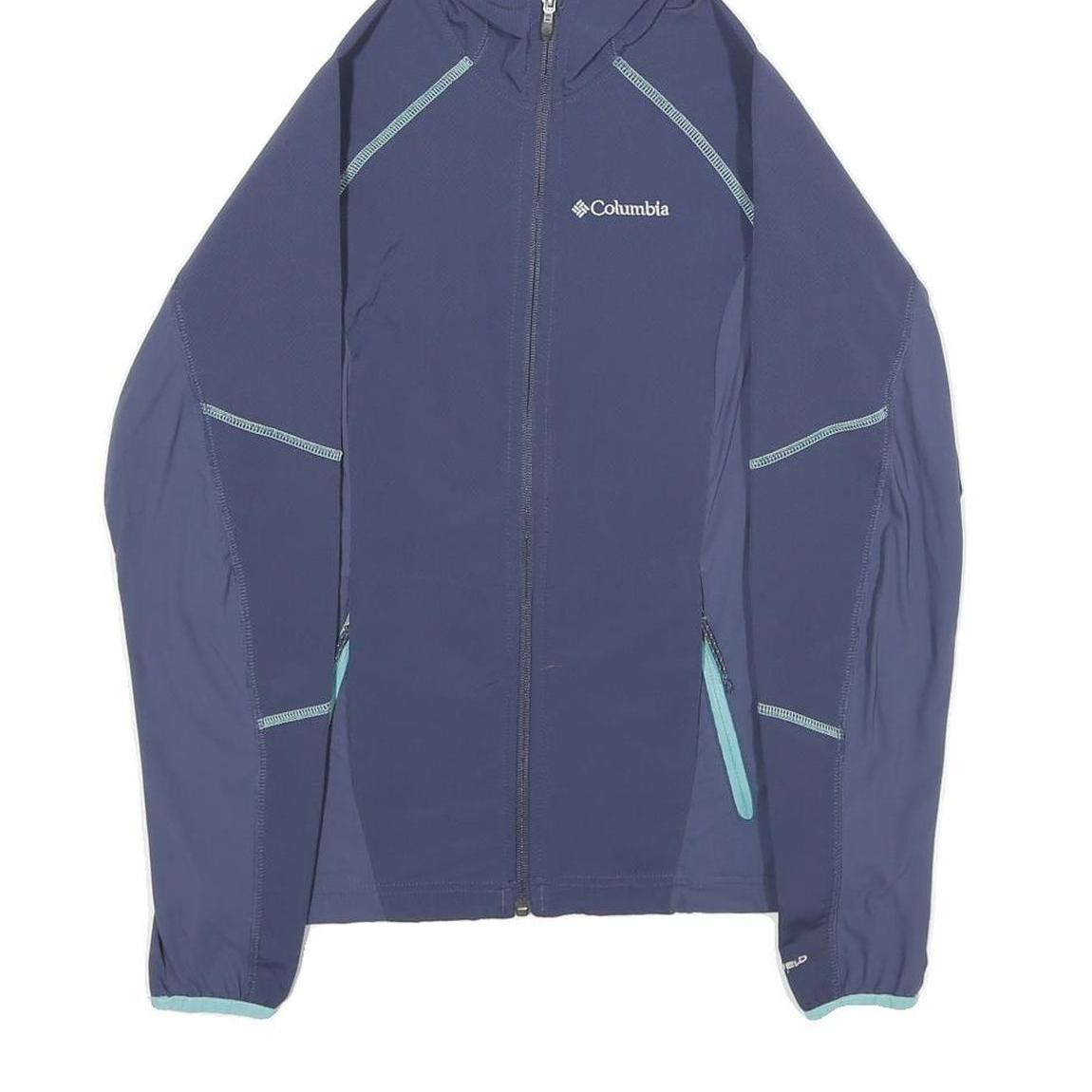 COLUMBIA Womens Blue Jacket XS Polyester Zip Hooded Plain Lightweight Outdoor
