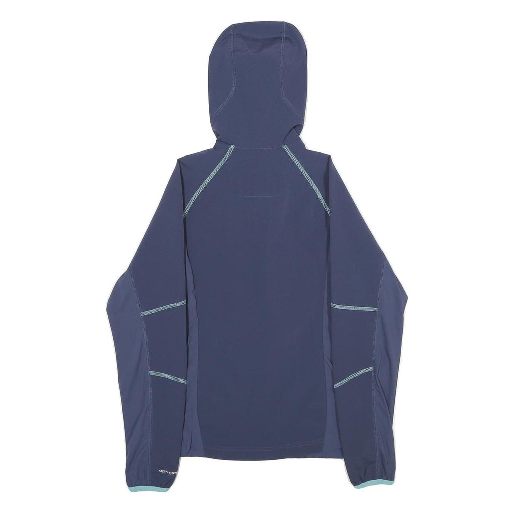 COLUMBIA Womens Blue Jacket XS Polyester Zip Hooded Plain Lightweight Outdoor