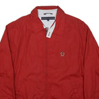 TOMMY HILFIGER Mens Red Cotton Harrington Jacket M Plain Lightweight Zip