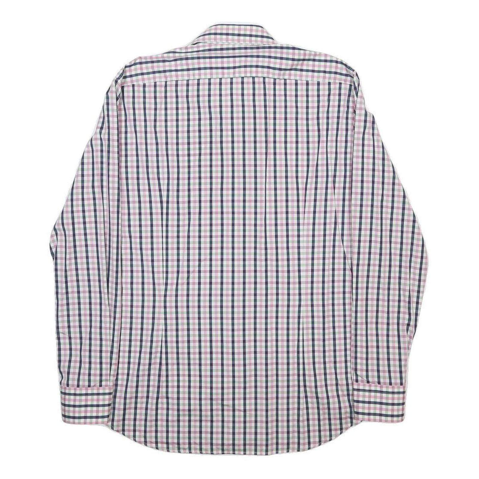 TOMMY HILFIGER Mens Blue & Pink Check Shirt L Classic Cotton Button Down