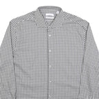 CALVIN KLEIN Mens Black & White Check Shirt L Cotton Blend Long Sleeve Button