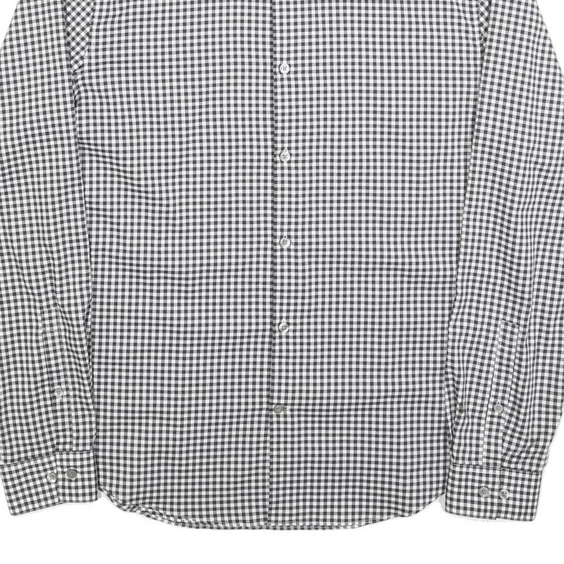 CALVIN KLEIN Mens Black & White Check Shirt L Cotton Blend Long Sleeve Button