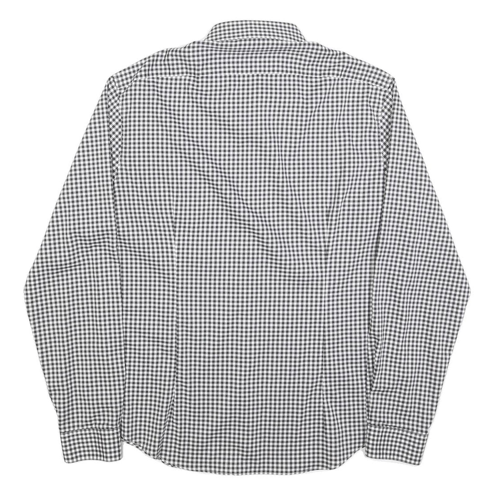 CALVIN KLEIN Mens Black & White Check Shirt L Cotton Blend Long Sleeve Button