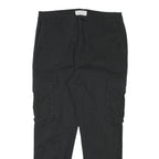 PIER ONE Mens Black Slim Cargo Cotton Blend Trousers W32 L27 Zip Pockets