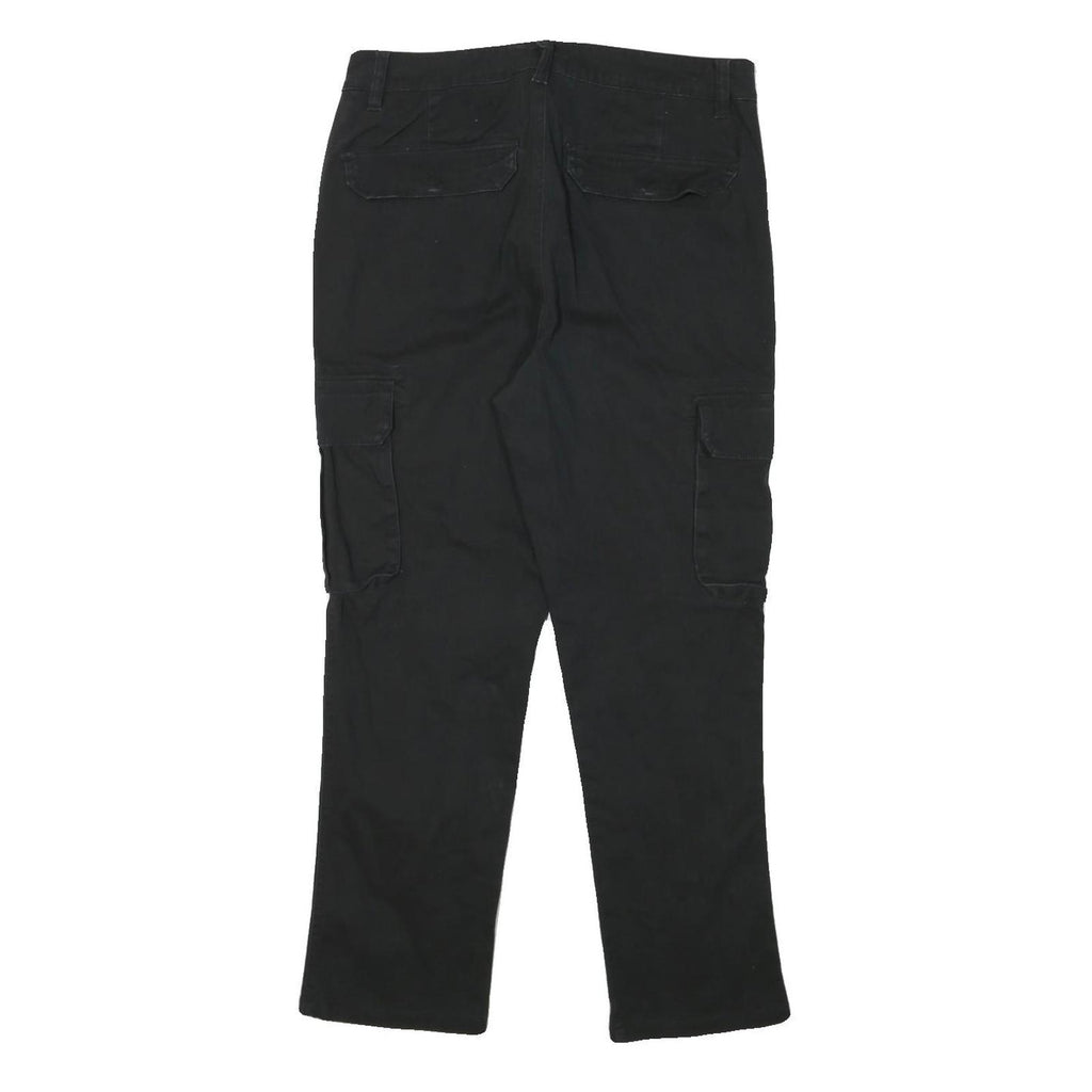 PIER ONE Mens Black Slim Cargo Cotton Blend Trousers W32 L27 Zip Pockets