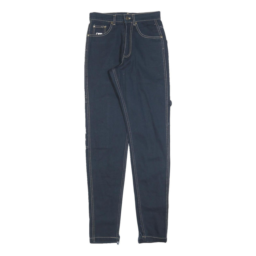 KARL KANI Womens Blue Denim Slim Skinny Cotton Blend Rinse W25 L32 Zip Pocket