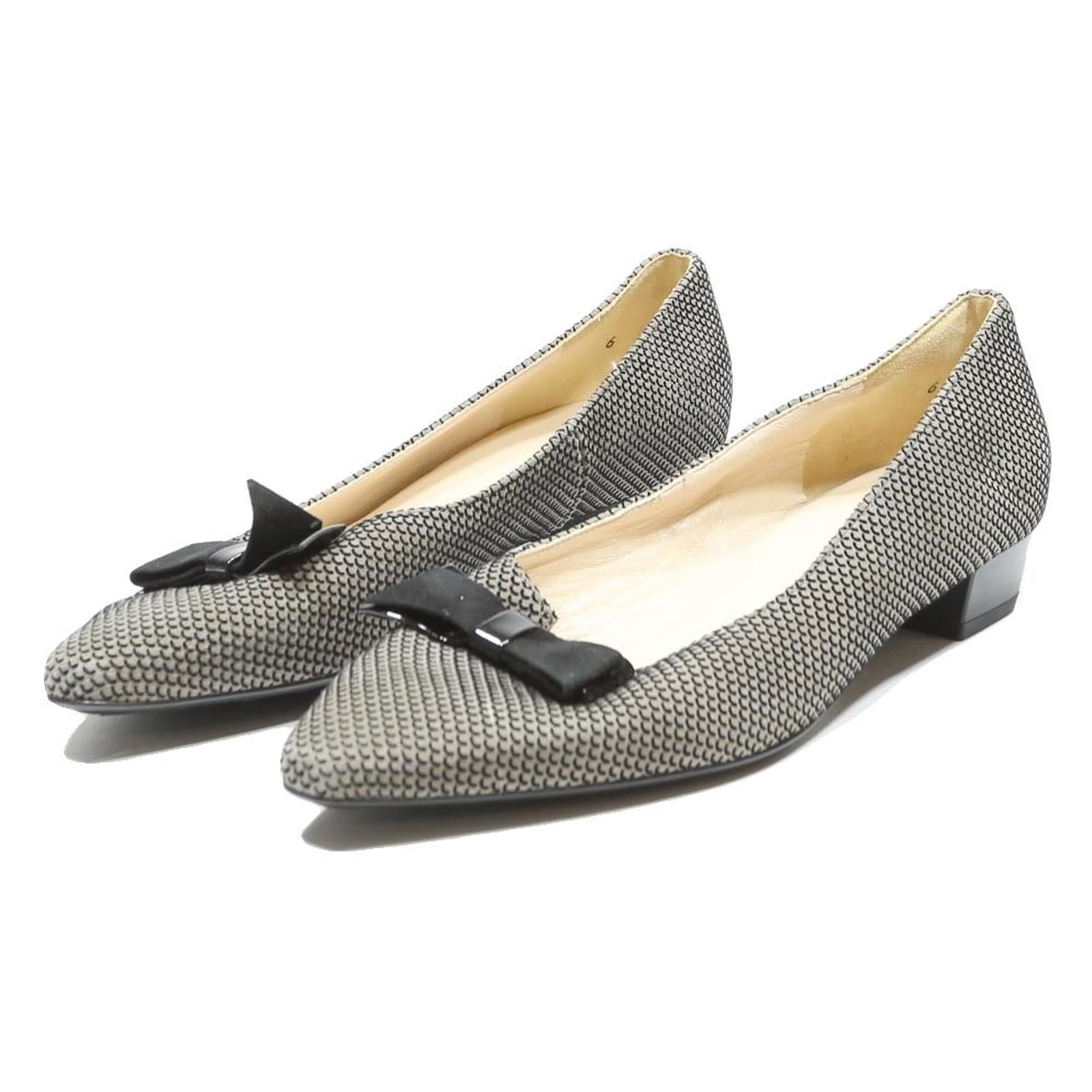 PETER KAISER Womens Low Heel Court Shoes Black & White Synthetic UK 7 Elegant