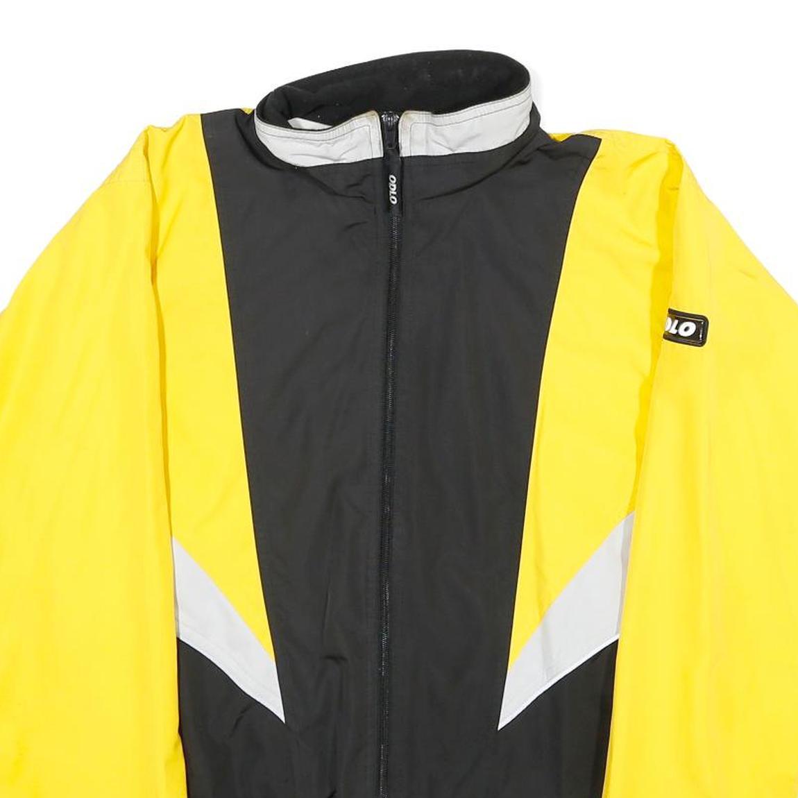 ODLO Mens Yellow & Black Outdoor Jacket M Polyester Zip Reflective Sportwear