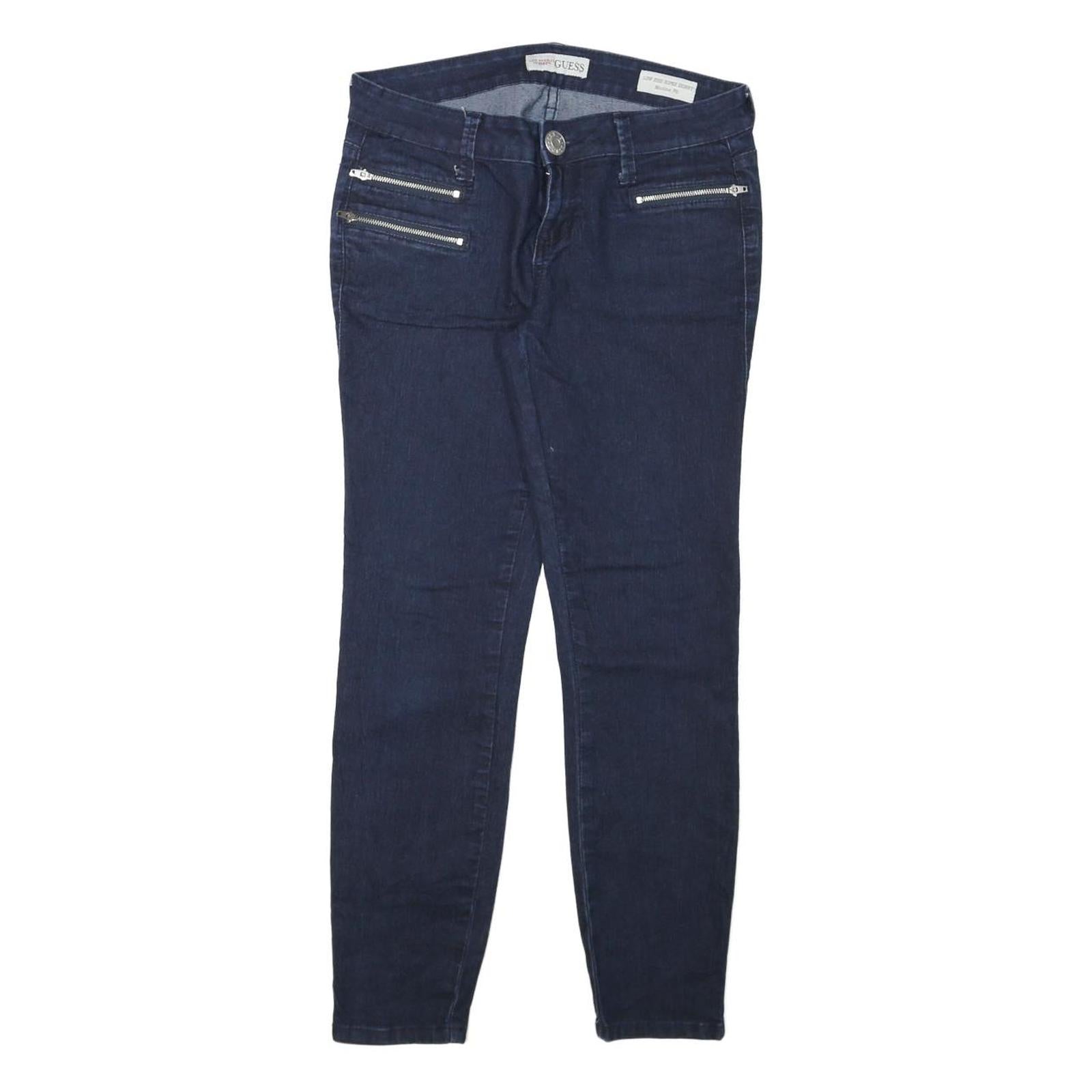 GUESS Womens Slim Blue Denim Skinny Cotton Blend Jeans W28 L25 Zipped Pockets