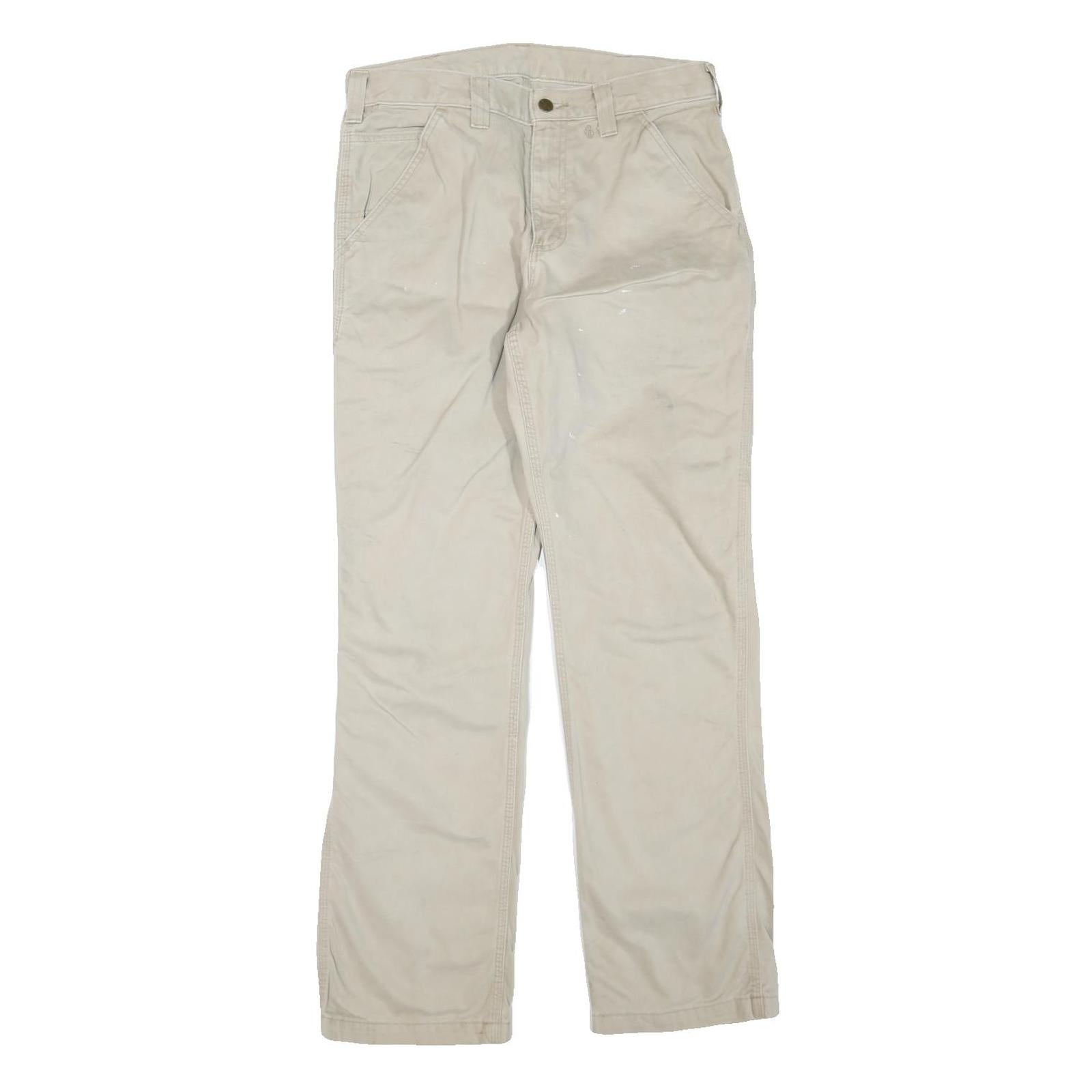 CARHARTT Womens Cotton Blend Beige Regular Waist Zip Trousers W32 L32 Casual