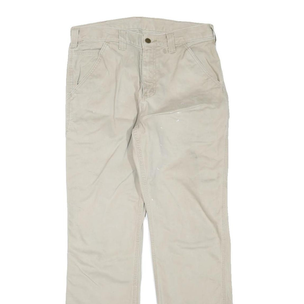 CARHARTT Womens Cotton Blend Beige Regular Waist Zip Trousers W32 L32 Casual