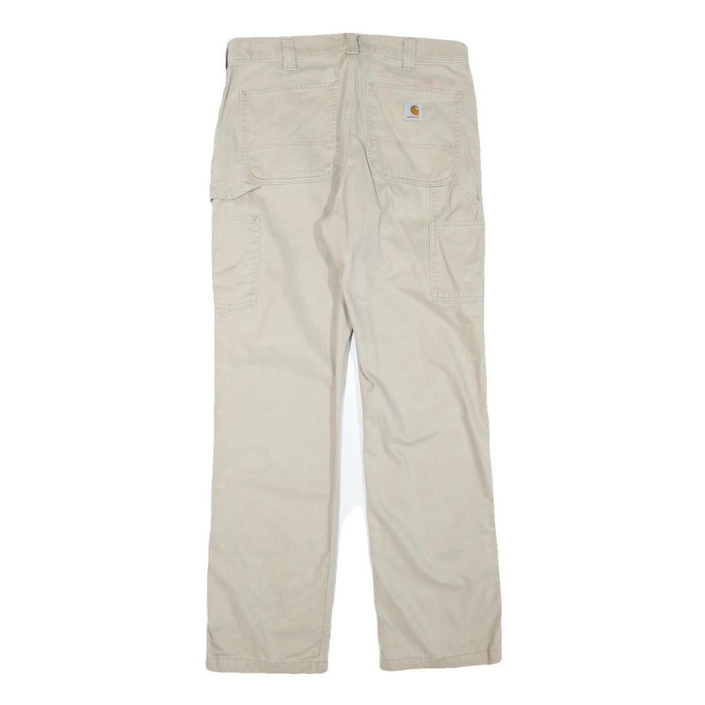 CARHARTT Womens Cotton Blend Beige Regular Waist Zip Trousers W32 L32 Casual