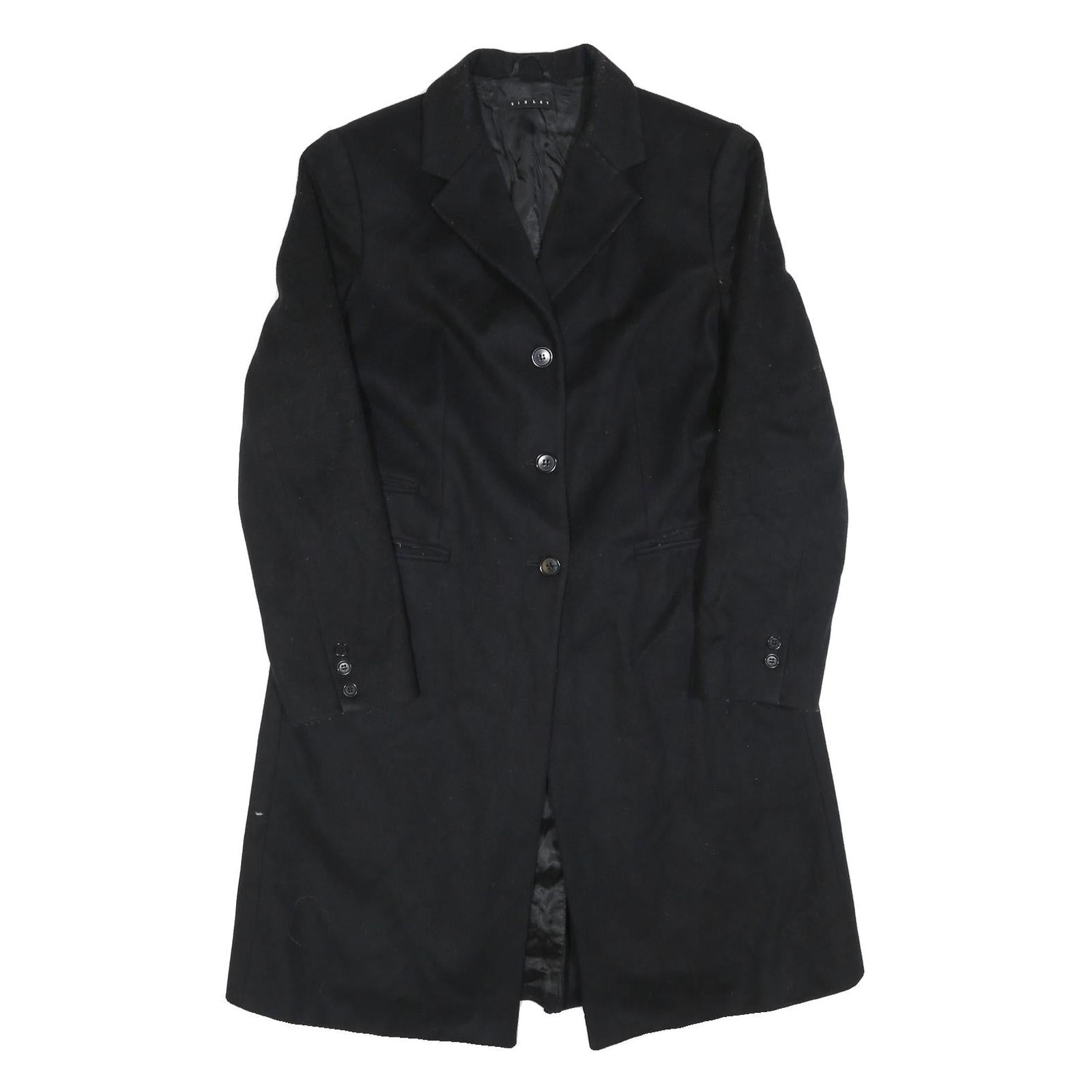 SISLEY Womens Black Classic Jacket M Woven Button Coat Elegant Formal Outerwear