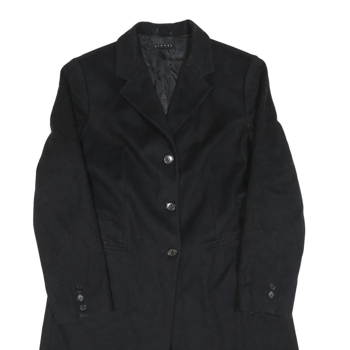 SISLEY Womens Black Classic Jacket M Woven Button Coat Elegant Formal Outerwear