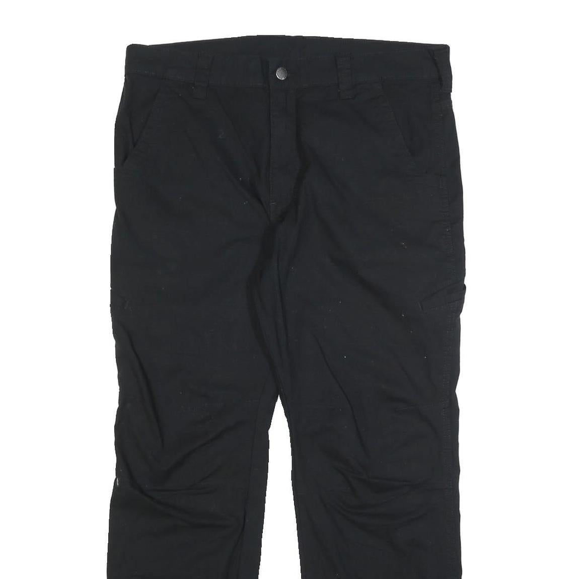 DICKIES Mens Regular Fit Black Cotton Blend Trousers W34 L30 Workwear Zip