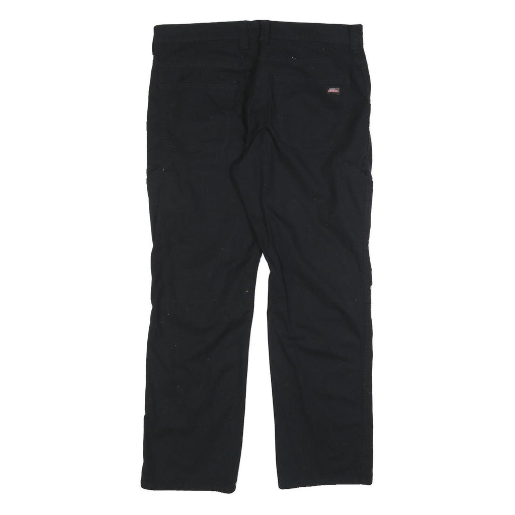 DICKIES Mens Regular Fit Black Cotton Blend Trousers W34 L30 Workwear Zip