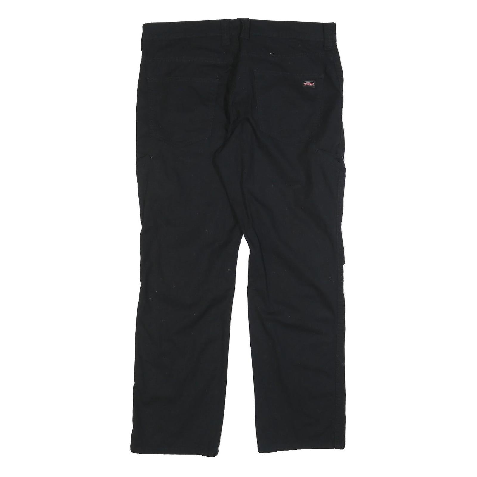 DICKIES Mens Regular Fit Black Cotton Blend Trousers W34 L30 Workwear Zip