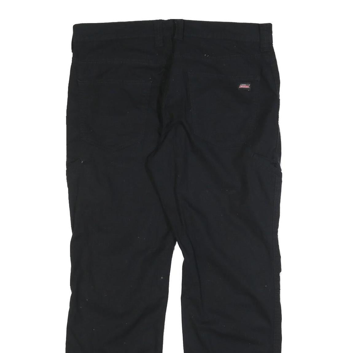 DICKIES Mens Regular Fit Black Cotton Blend Trousers W34 L30 Workwear Zip