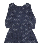 FAT FACE Womens Navy Blue Cotton Blend Day Dress Polka Dot 3/4 Sleeve UK 12