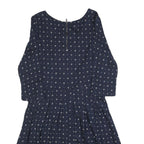 FAT FACE Womens Navy Blue Cotton Blend Day Dress Polka Dot 3/4 Sleeve UK 12