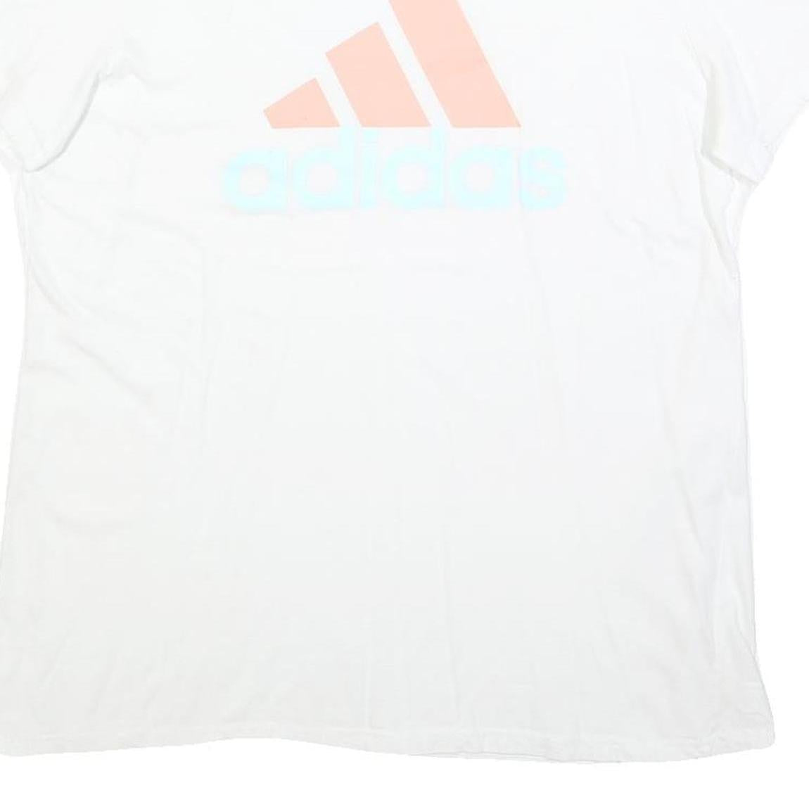 ADIDAS Womens White Pink Logo Modern T-Shirt XL Short Sleeve Crew Neck Casual