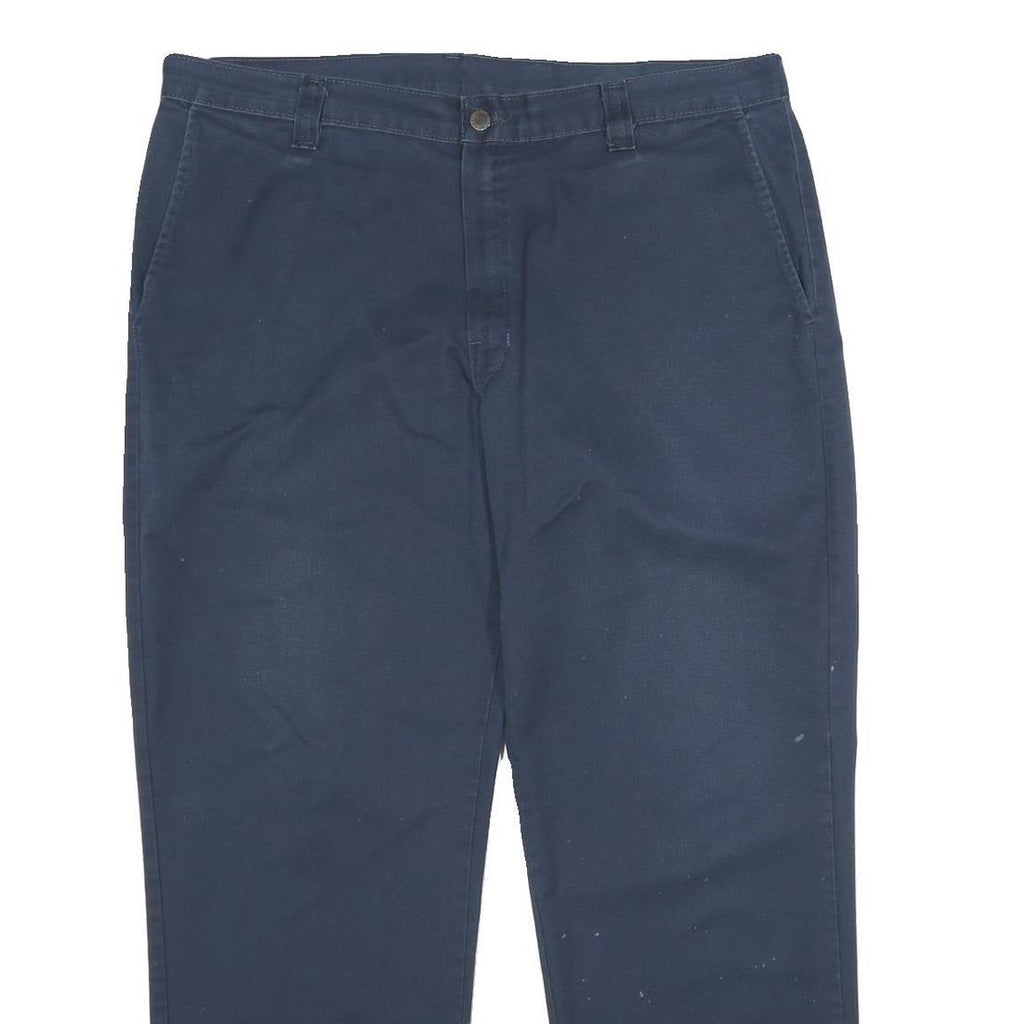 DICKIES Mens Polyester Blend Navy Regular Straight Trousers W38 L30 Workwear Zip