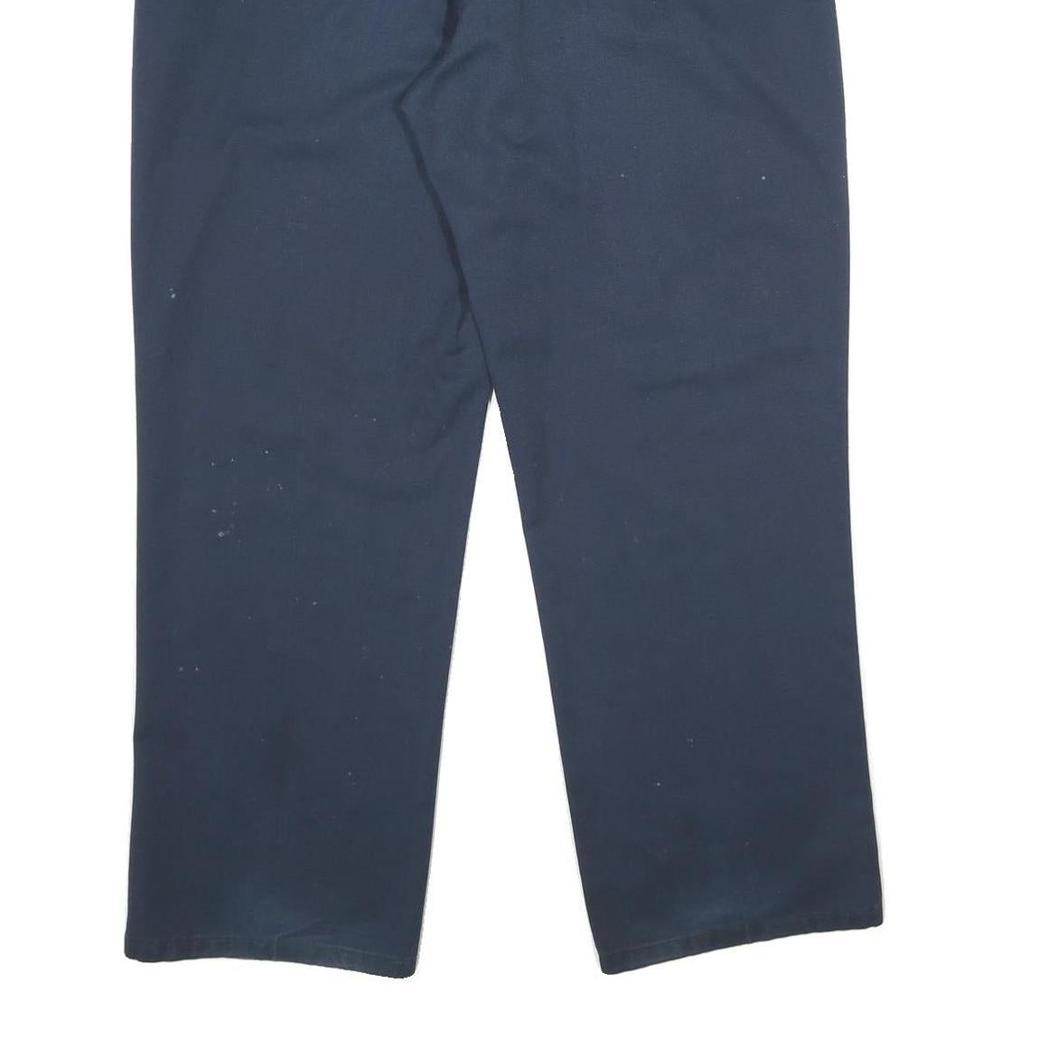 DICKIES Mens Polyester Blend Navy Regular Straight Trousers W38 L30 Workwear Zip