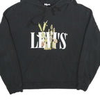 LEVI'S Womens Black Cotton Hoodie M Graphic Print Casual Pullover Sweatshirt